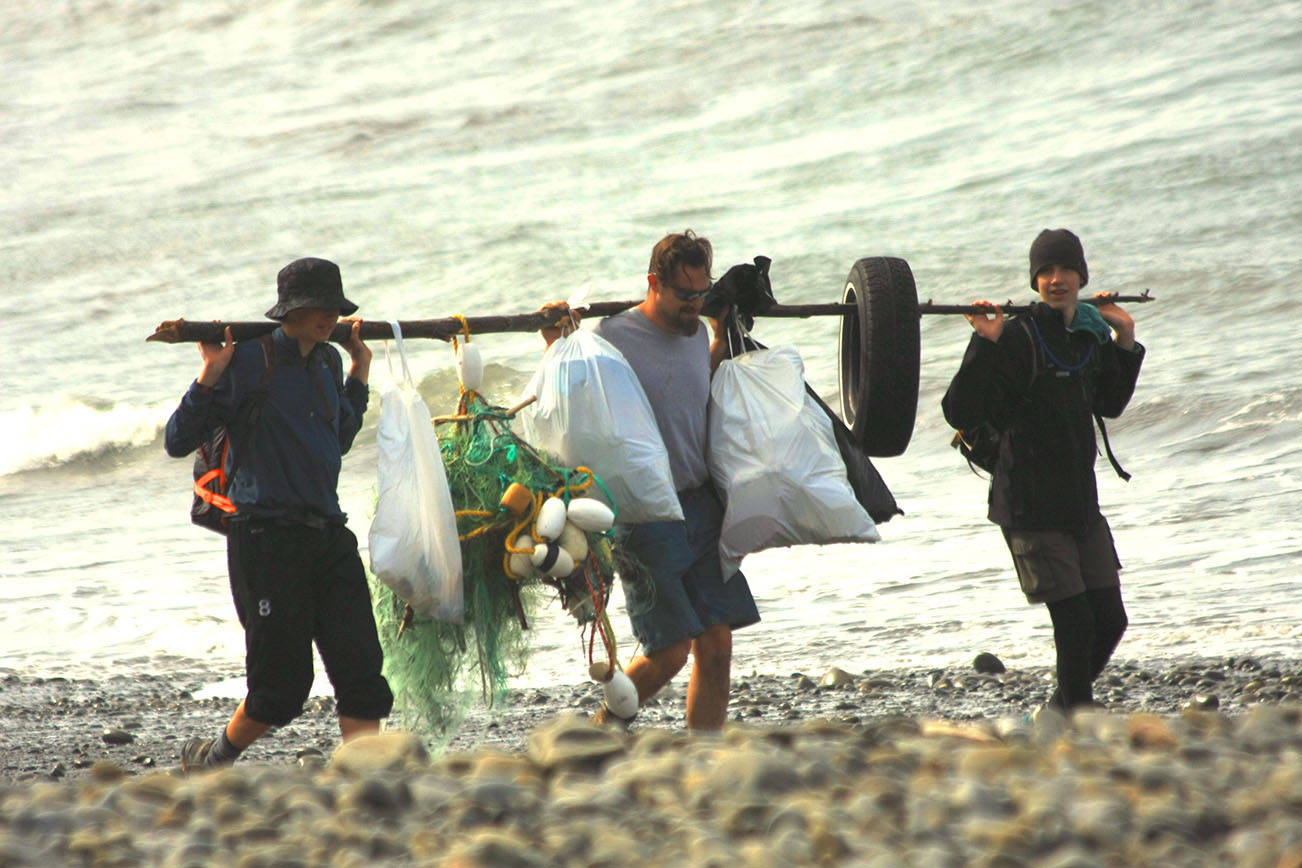 Photo courtesy of David Schmidt: Boy Scouts from Troop 1498 in Sequim helped to clean Hoh Beach last April during the Washington Coast Cleanup.