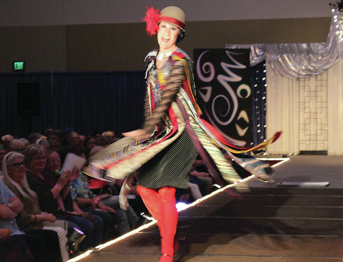 Angelo Bruscas/North Coast News                                Tricia Funk models a gown made of men’s neckties at last year’s Wearable Art Show. This year’s show is Saturday at the Ocean Shores Convention Center.