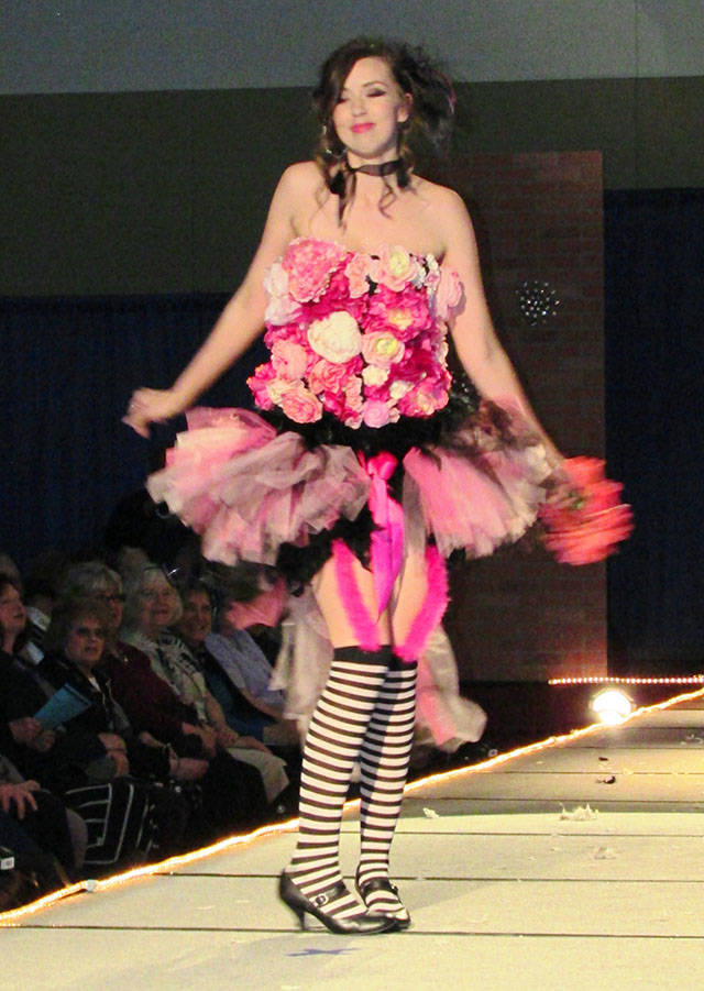 Scott D. Johnston photo of the 2017 Ocean Shores Wearable Art Show at the Ocean Shores Convention Center Saturday June 3. Artist Bev Rivera with model Caitlyn Hickman-Huerta, “Poppy Hadder”