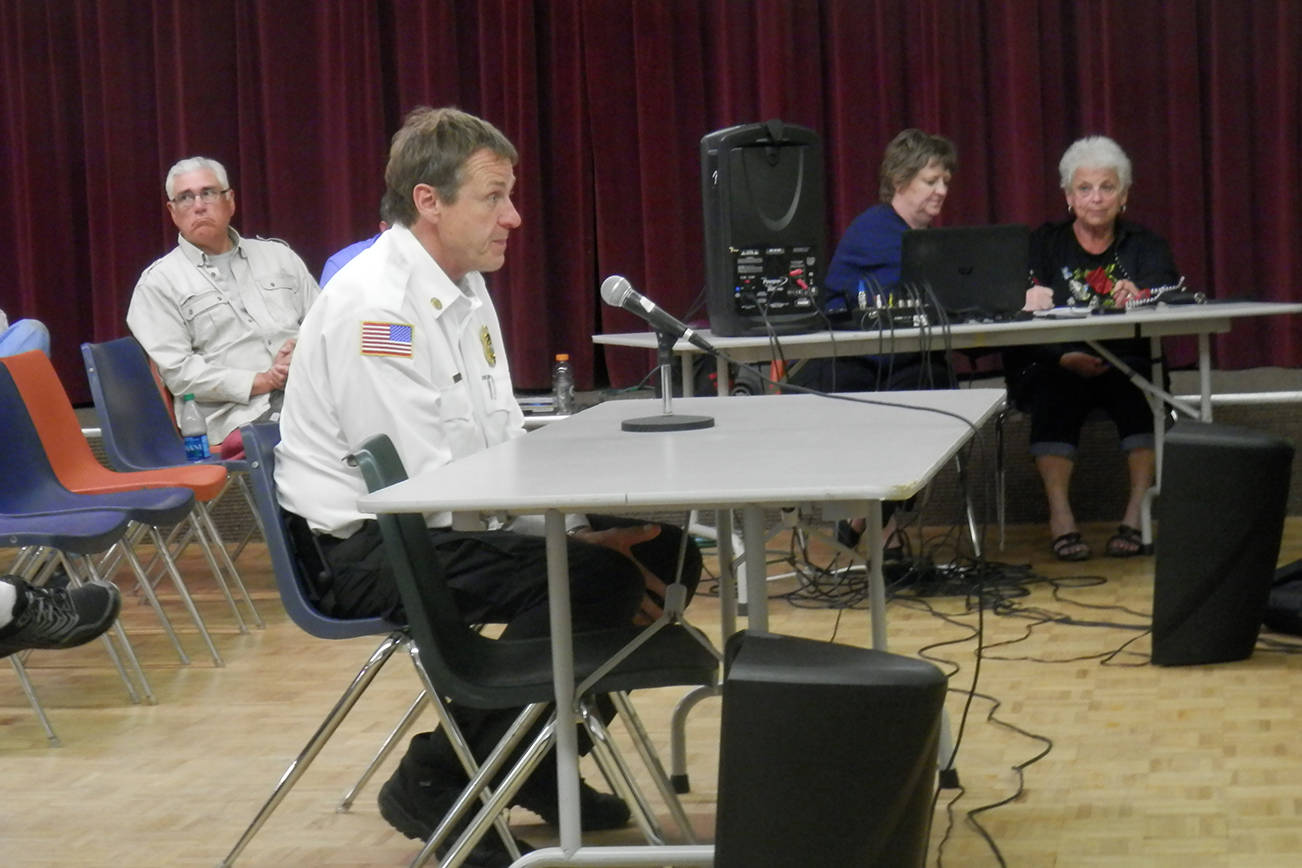 Angelo Bruscas/North Coast News: New Ocean Shores Fire Chief David Bathke addresses the City Council.