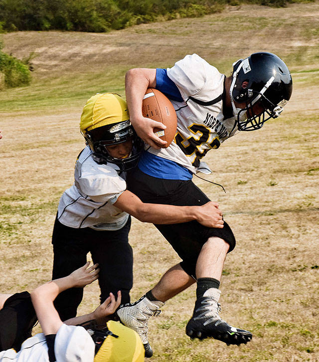 Senior running back Patrick Heyd proves hard to bring down.